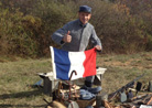 Sdt. Nicolas shows what it's all about: respect for la Tricolore! Old Bethpage Restoration Village, NY, November 2013.