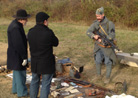Sgt. Contamine giving for the n-teenth time what has become a tradition of any public living history: dispelling  the myth that the Chauchat was a terrible weapon that constantly jammed to a dubious audience. Old Bethpage Restoration Village, NY, November
