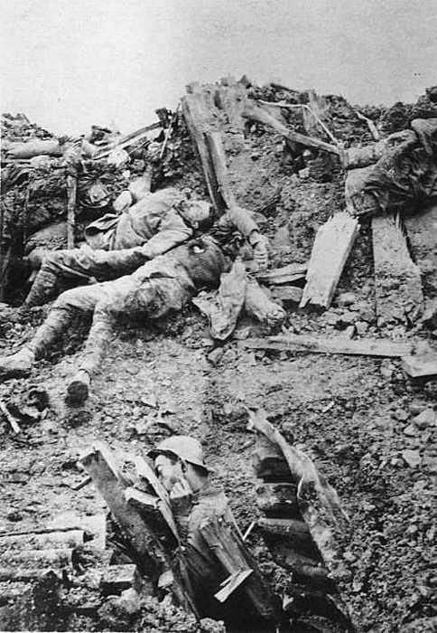 These men occupied a position literally crushed by German shell-fire.