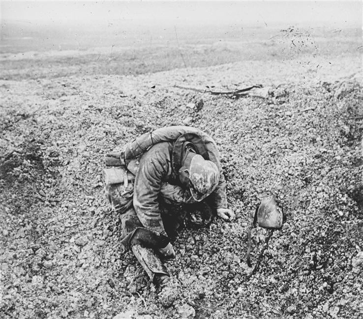 The body of a French soldier killed at Verdun. 