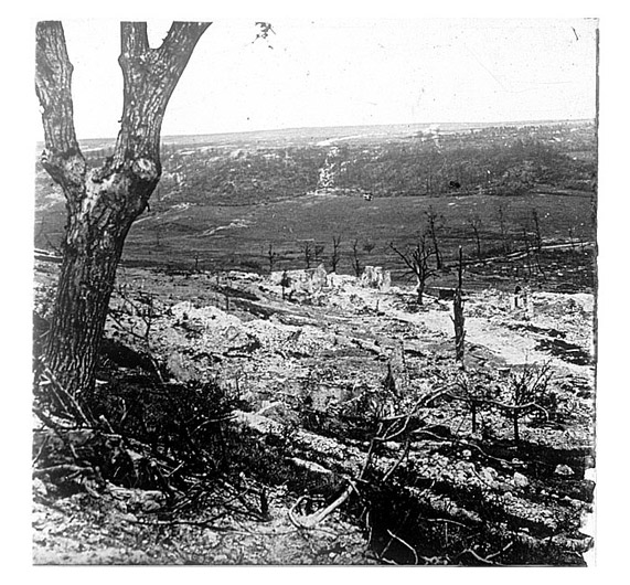 Destruction wrought on the Aisne countryside, 1917.