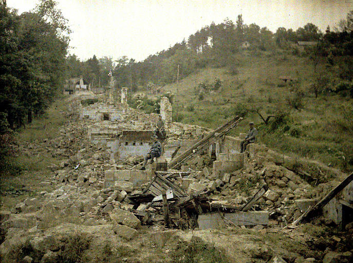 A destroyed row of buildings.